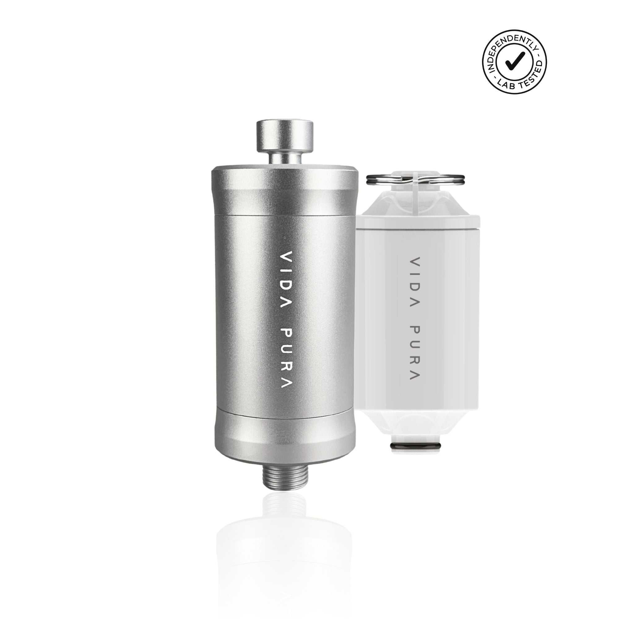 Vida Pura six-month shower filter bundle with advanced KDF-55 and activated carbon cartridge for cleaner water and healthier skin and hair